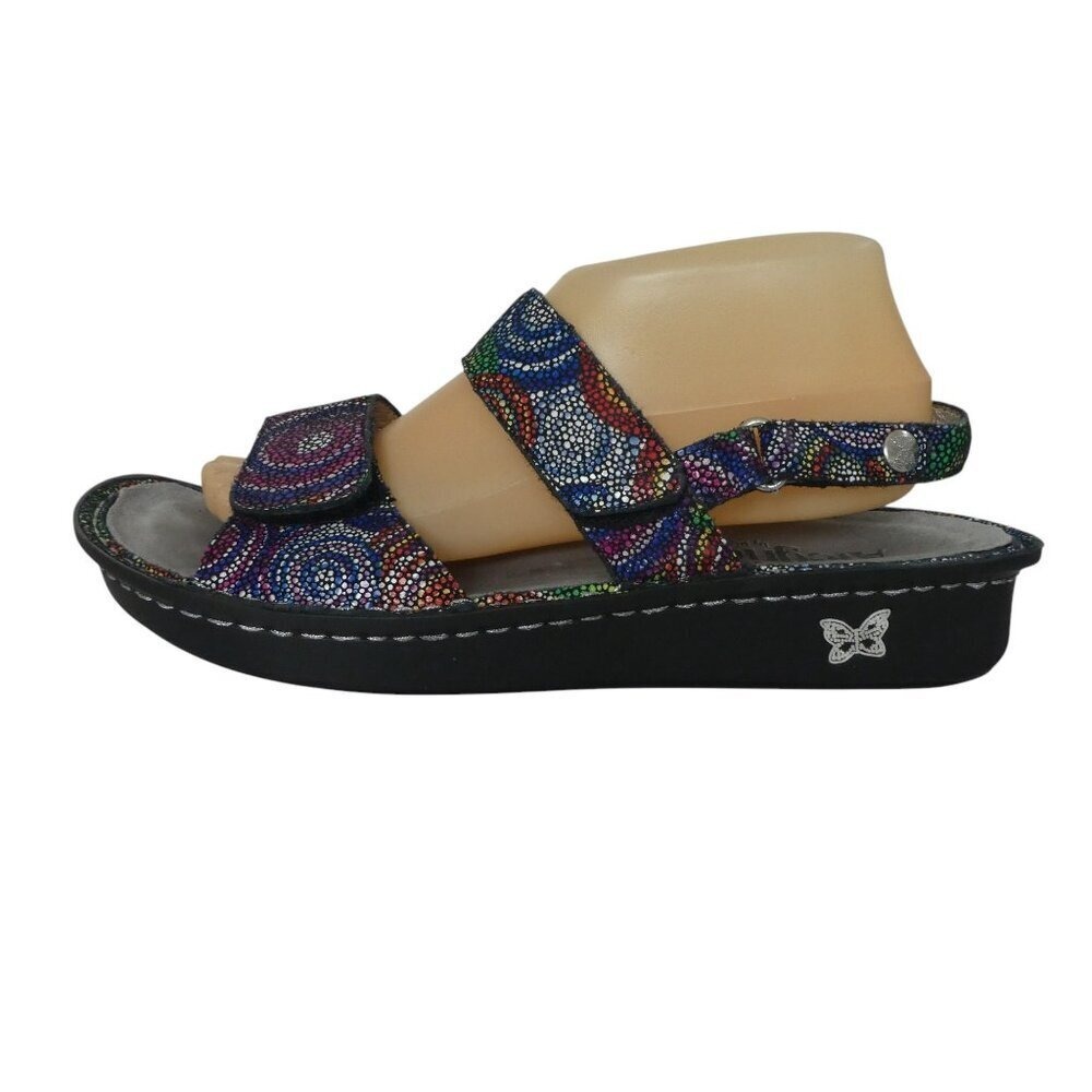 Alegria Verona Bullseye Sandals Women 41 Multi Color Leather Adjustable Comfort - Picture 4 of 14